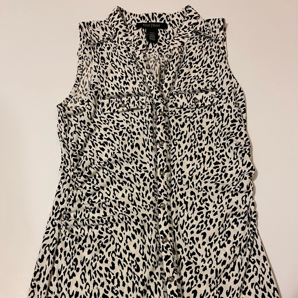 White House Black Market Black and White Animal Print Blouse